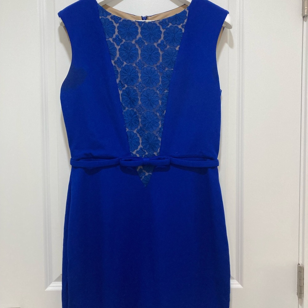 Tanya Taylor Cobalt Blue Lace Backless Dress